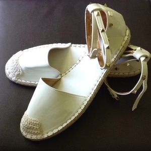 Espadrilles with ankle buckle straps & studs